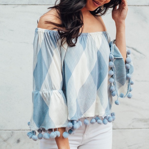 Tularosa Tops - Tularosa alexa off shoulder plaid top xs
